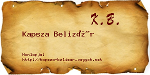 Kapsza Belizár névjegykártya